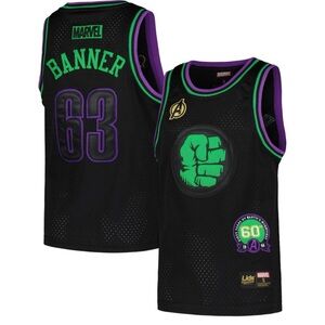 RARE Hulk Youth L Marvel x LIDS 60th Anniversary Basketball Jersey LIKE NEW
